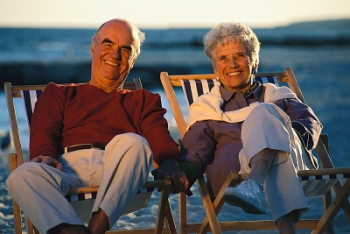 retirees on beach